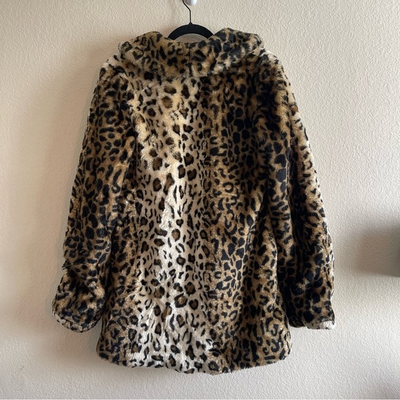 Y2K Cherokee Faux Fur Leopard Mobwife Jacket Retro Womens Size Medium - Picture 2 of 9